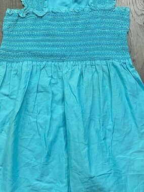 Motherhood Maternity Womans Blouse blue Stretch Sleeveless smocked size m